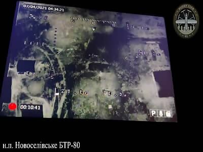 Ukrainian drones fuck Russian tank bmp in night