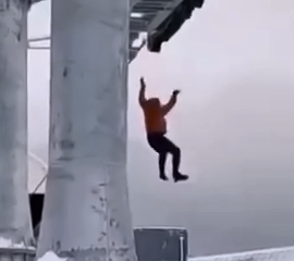 China: Dropping from a ski lift 