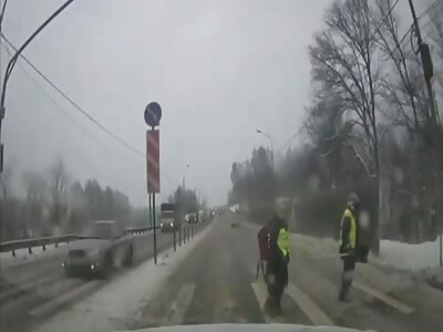 A truck crashes into a pedestrian near Moscow