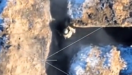 Ukrainian drone hits a Russian soldier