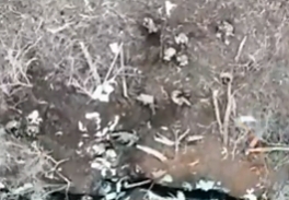 RU soldiers are hit by ammunition from a drone