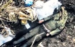 Dying Russian soldier twitching on the ground