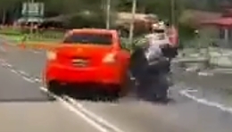 The motorcyclist had bad luck, poor guy