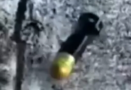 2 grenades are dropped on a Russian soldier