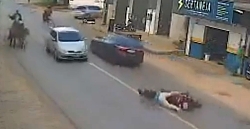 A motorcyclist was killed in an accident on his birthday (2 angles)