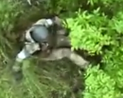 Grenade drop on a few RU soldiers under a tree