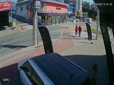 Couple hit at high speed.