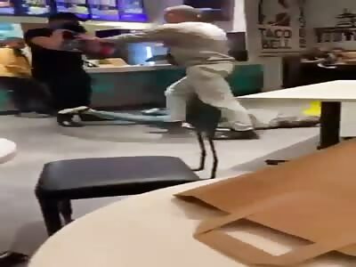 Man takes brutal blow from waiter.