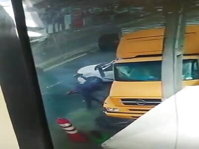 man hit by runaway car