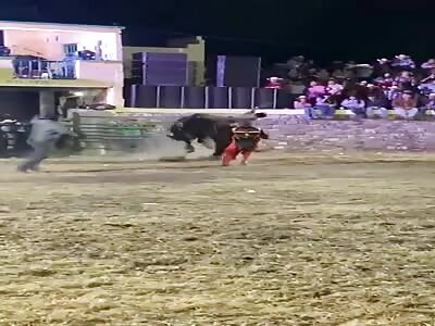 Brutal and extreme, bullfighter torn apart in an arena