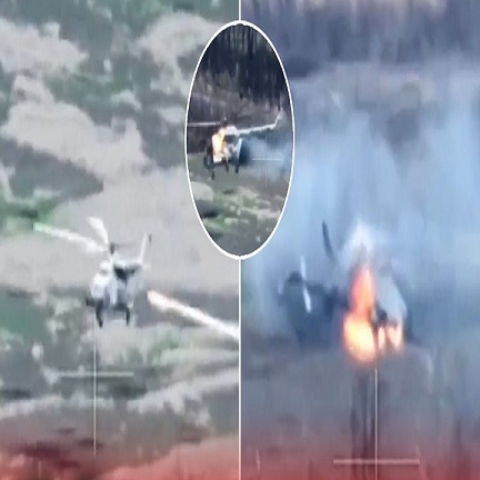 Ukrainian Defense Forces Shoot Down a Russian Mi-8 Helicopter