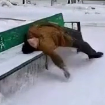 Russian Man Sits on Bench, Collapses and Dies