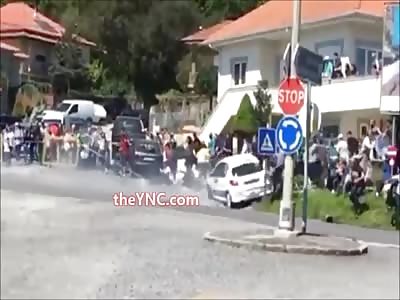 Out of Control Car Struck Spectators during Rally in Portugal (Zoom and Slow Motion added)