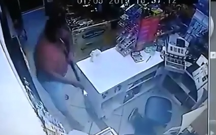 Robber is Shot Dead by Hiding Store Owner..(Green Hoodie)