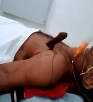 Short Video of Man Bleeding with Knife Stuck in his Heart on Hospital Bed 