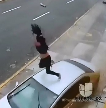 Woman Cartwheeled through the Air in Ridiculous Accident caught on CCTV 