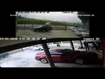 CCTV Murder with multiple Gunmen caughton Security CCTV in Parking Garage 