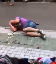 Man Slowly and Brutally Beaten to near Death in the Street of Santiago city , Chile (No One Helps)