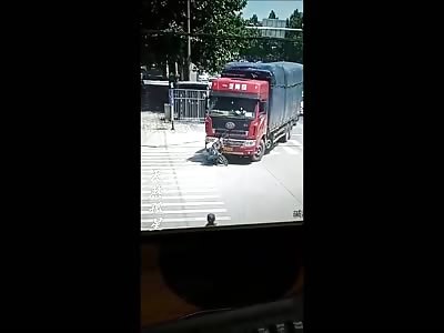 CCTV catches the Moment a Woman Dies under the Wheels of a industrial Truck 