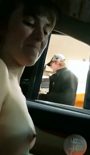 Drive Thru Dare, Slut goes through Naked