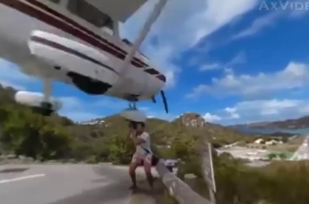 Airplane Misses Guys Head by Literal Inches 