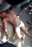 Thief In Underwear is Kicked and beaten by Lynch Mob