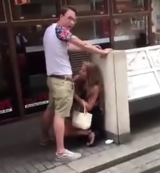 Guy Filming Interrupts Blowjob in Public