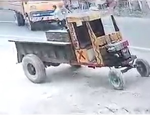 Walking Dude Crushed Between Two Work Vehicles 