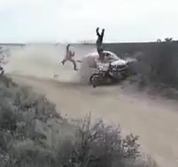 Dirtbike Riders Ragdolled in Head On Collision 