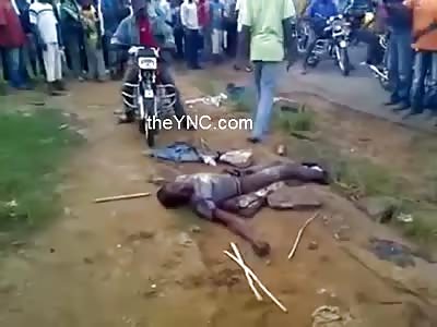 Thief lynched and then run over by several motorcycles