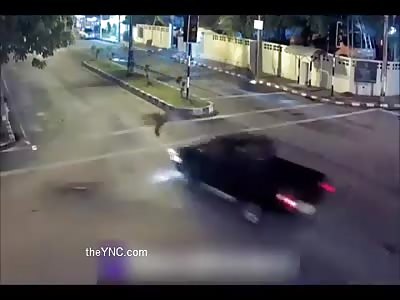 Motorcyclist Collides With A Vehicle At High Speed