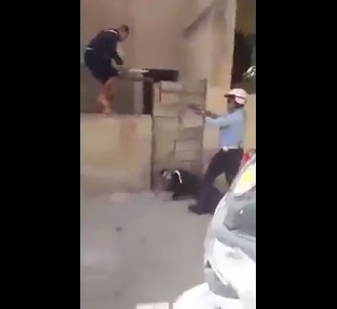 Crazy Guy holding a Machete Get shot by Police
