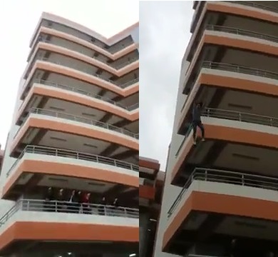 Live Suicide - University Girl jump to death from a seventh floor in Peru 
