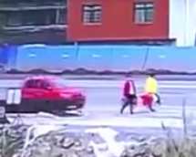 HORRIFIC HIT AND RUN: CAR HIT THE LADY AND DRAGGED HER FOR OVER 50M ON ROAD