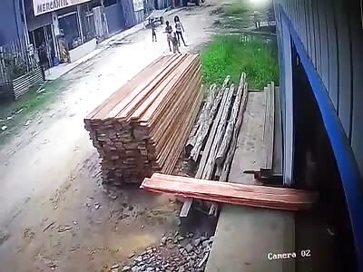 SAD: Girl is Crushed by Falling Wood Planks