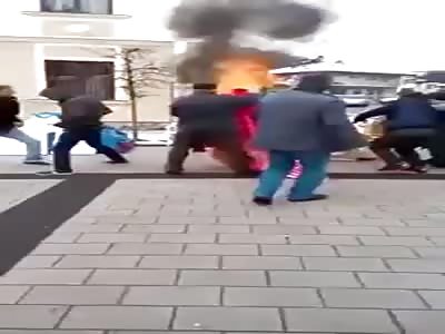 Man Sets Himself on Fire During Protest @:45