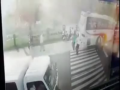 Mother and Two Kids Ran Over by Bus While Crossing