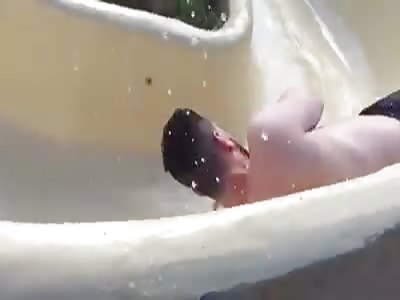Shocking Moment a Man Falls off Water Slide onto Rocky Cliff