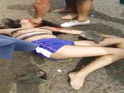 (Guatemala, Guazacapan)brutal accident on the road 4 dead persons