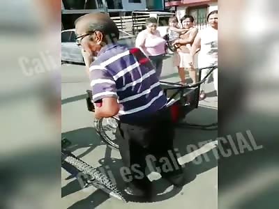 old man wounded by a stray bullet