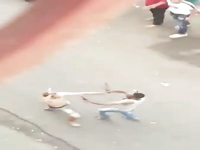 Machete Fight in Tunisian Street 