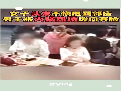 Chinese man gone crazy throw his dinner on face of young lady