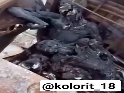 Dead bodies of Armenian soldiers burned alive in their army truck 