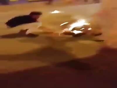 Aftermath of Depressed tunisian man set himself on fire