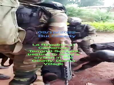 Cameroonian oldiers torture Ambazonian civilian in front of his family