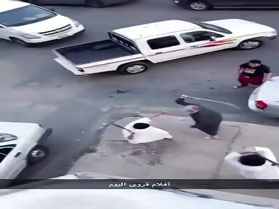 Shovel to the head during fight in ksa