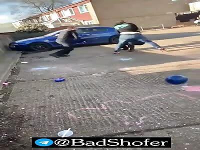 Young man fighting two police officers 
