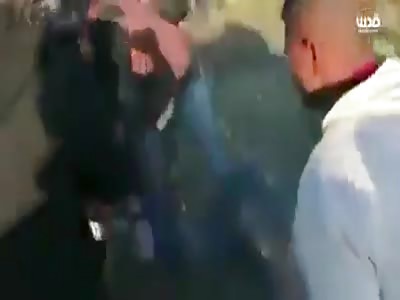 Moments after a Palestinian was shot in the head today by an Israeli