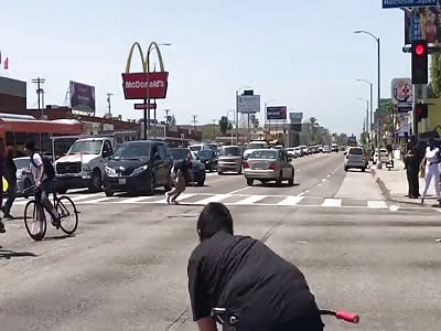 Protester gets smashed by a car in a hit and run