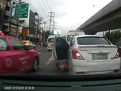 Shocking Moment Baby Falls From Front Seat Of Car